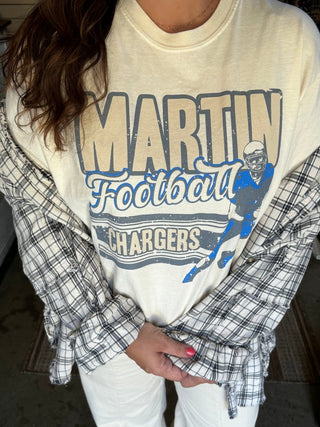 Martin Chargers Football Ivory Tee - Tucked & Threaded