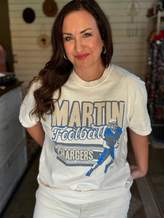 Martin Chargers Football Ivory Tee - Tucked & Threaded