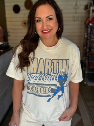 Martin Chargers Football Ivory Tee - Tucked & Threaded