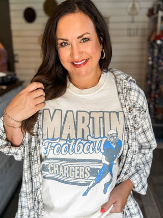Martin Chargers Football Ivory Tee - Tucked & Threaded