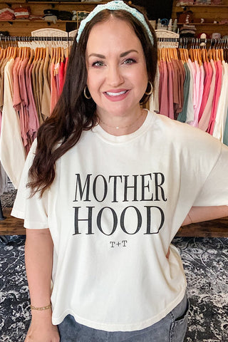 Motherhood Cream or Peach Boxy Tee - Tucked & Threaded
