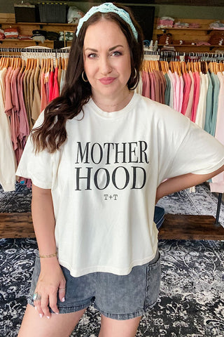 Motherhood Cream or Peach Boxy Tee - Tucked & Threaded