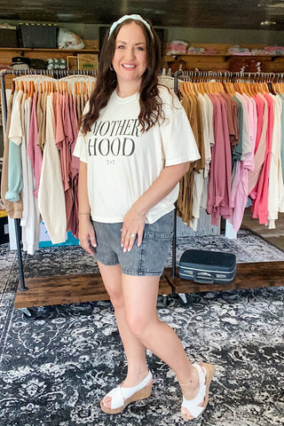 Motherhood Cream or Peach Boxy Tee - Tucked & Threaded