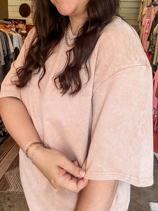 Not Made to Blend In Nude Pink Mineral Wash Oversized Top - Tucked & Threaded