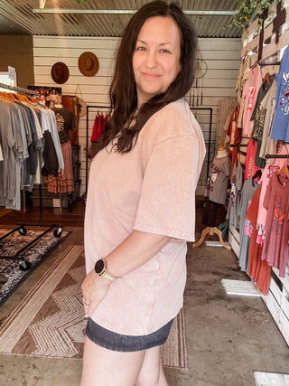 Not Made to Blend In Nude Pink Mineral Wash Oversized Top - Tucked & Threaded