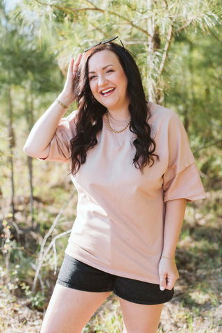 Nude Pink Soft Tuck Top - Tucked & Threaded