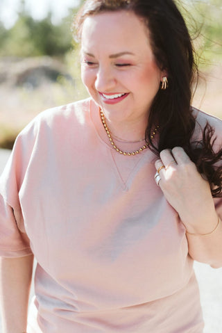 Nude Pink Soft Tuck Top - Tucked & Threaded