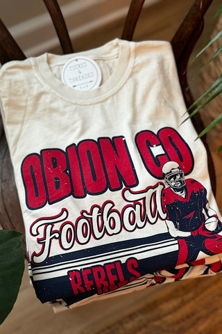 Obion County Rebels Football Ivory Tee - Tucked & Threaded