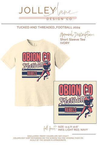Obion County Rebels Football Ivory Tee - Tucked & Threaded