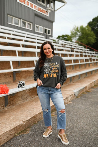 Paint the Town Orange Long-Sleeve Charcoal Tee - Tucked & Threaded