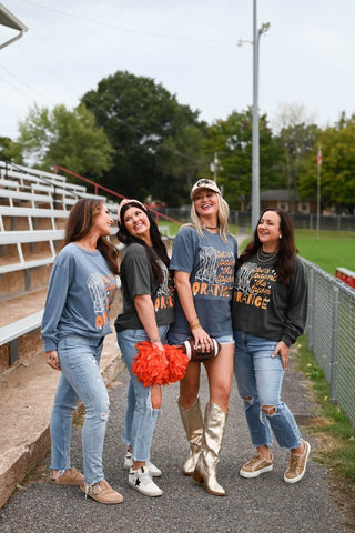 Paint the Town Orange Long-Sleeve Charcoal Tee - Tucked & Threaded