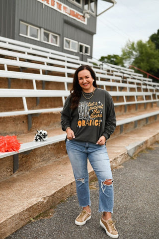 Paint the Town Orange Long-Sleeve Charcoal Tee - Tucked & Threaded