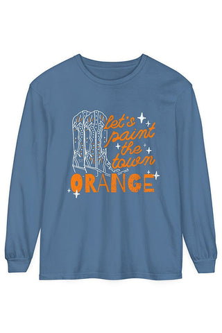 Paint the Town Orange Long-Sleeve Denim Tee - Tucked & Threaded