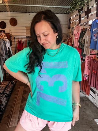 Periwinkle 731 Area Code Faded Unisex Tee - Tucked & Threaded
