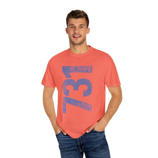 Periwinkle 731 Area Code Faded Unisex Tee - Tucked & Threaded
