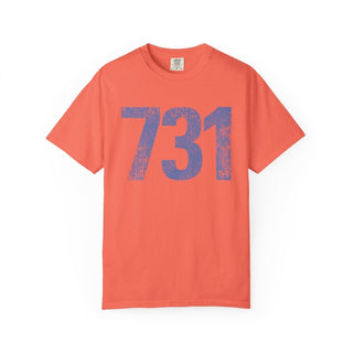Periwinkle 731 Area Code Faded Unisex Tee (Horizontal) - Tucked & Threaded