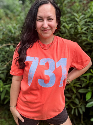 Periwinkle 731 Area Code Faded Unisex Tee (Horizontal) - Tucked & Threaded