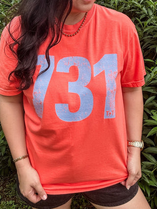 Periwinkle 731 Area Code Faded Unisex Tee (Horizontal) - Tucked & Threaded