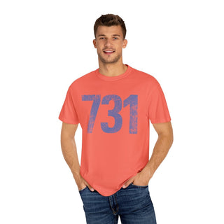Periwinkle 731 Area Code Faded Unisex Tee (Horizontal) - Tucked & Threaded
