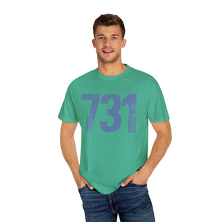 Periwinkle 731 Area Code Faded Unisex Tee (Horizontal) - Tucked & Threaded