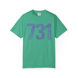 Periwinkle 731 Area Code Faded Unisex Tee (Horizontal) - Tucked & Threaded