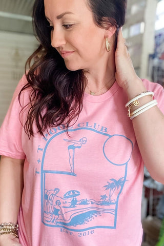 Pool Club Bubble Gum Pink Tee-4XL Only - Tucked & Threaded
