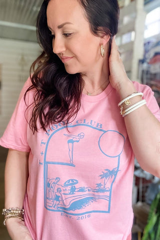 Pool Club Bubble Gum Pink Tee-4XL Only - Tucked & Threaded