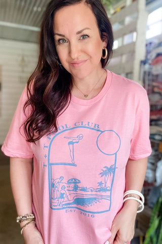 Pool Club Bubble Gum Pink Tee-4XL Only - Tucked & Threaded