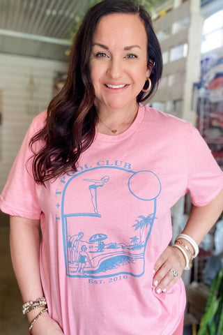 Pool Club Bubble Gum Pink Tee-4XL Only - Tucked & Threaded