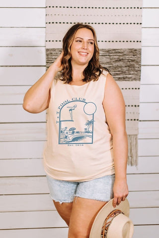 Pool Club Ivory Comfort Colors Tank - Tucked & Threaded