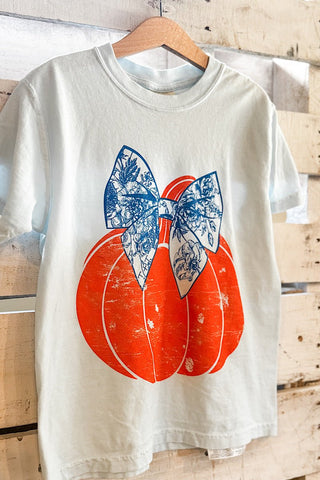 Preppy Pumpkin Sky Blue Child Tee - Tucked & Threaded
