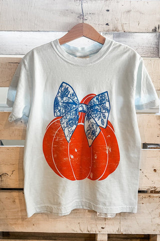 Preppy Pumpkin Sky Blue Child Tee - Tucked & Threaded