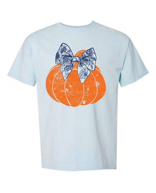 Preppy Pumpkin Sky Blue Tee - Tucked & Threaded