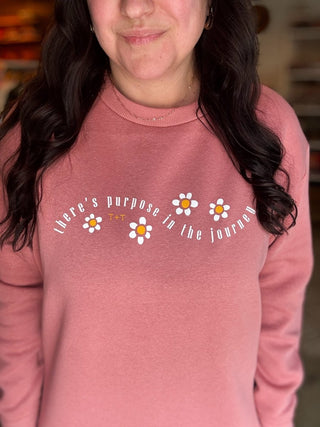 Purpose in the Journey Mauve Fleece-Lined Sweatshirt - Tucked & Threaded