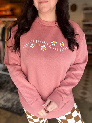 Purpose in the Journey Mauve Fleece-Lined Sweatshirt - Tucked & Threaded