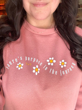 Purpose in the Journey Mauve Fleece-Lined Sweatshirt - Tucked & Threaded