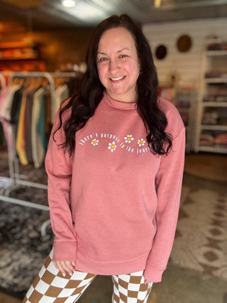 Purpose in the Journey Mauve Fleece-Lined Sweatshirt - Tucked & Threaded