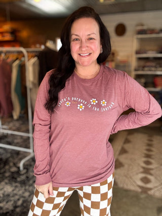 Purpose in the Journey Mauve Long-Sleeve Tee - Tucked & Threaded