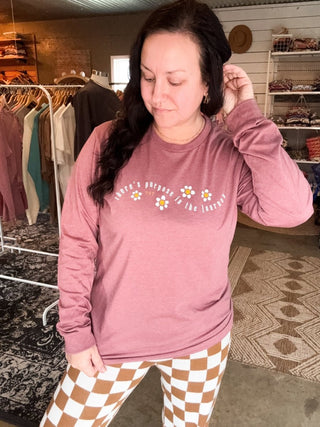 Purpose in the Journey Mauve Long-Sleeve Tee - Tucked & Threaded