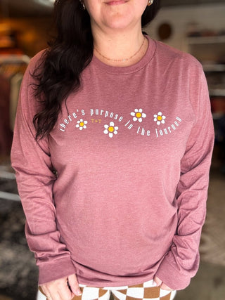 Purpose in the Journey Mauve Long-Sleeve Tee - Tucked & Threaded