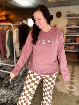 Purpose in the Journey Mauve Long-Sleeve Tee - Tucked & Threaded