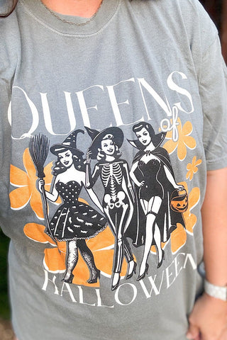 Queens of Halloween Grey Tee - Tucked & Threaded