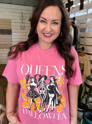 Queens of Halloween Pink Tee - Tucked & Threaded