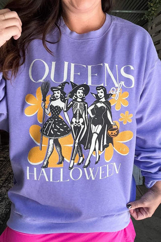 Queens of Halloween Purple Sweatshirt - Tucked & Threaded
