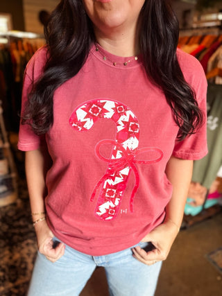 Quilted Candy Cane Unisex Tee - Tucked & Threaded