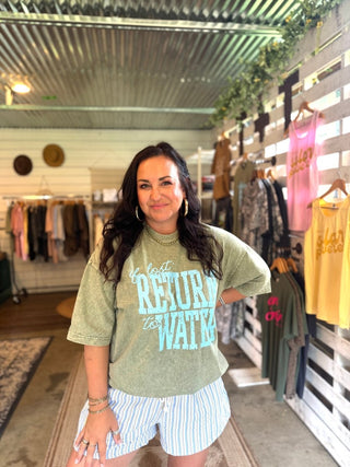Return to Water Olive Mineral Wash Tee - Tucked & Threaded
