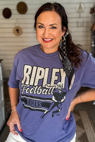 Ripley Tigers Football Purple Tee - Tucked & Threaded