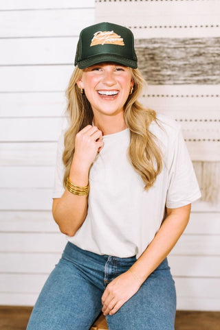 Road Tripper Hunter Green Trucker Hat - Tucked & Threaded