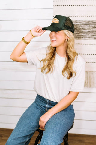 Road Tripper Hunter Green Trucker Hat - Tucked & Threaded