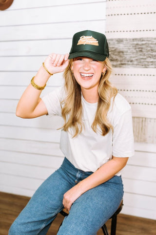 Road Tripper Hunter Green Trucker Hat - Tucked & Threaded